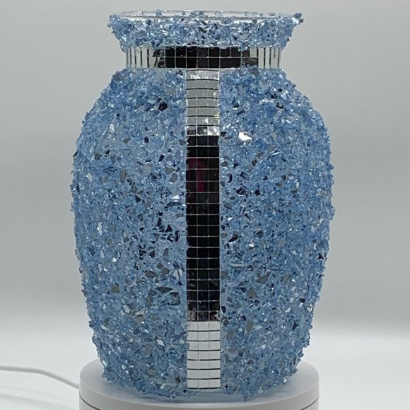 Beautiful Blue and Silver Glass Vase - Picture 5 of 10